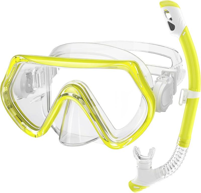 ZipAura Snorkeling Gear for Kids, Kids Snorkel Set for Ages 3-14, Anti-Fog Diving Mask and Dry Top Snorkel Combo Set, Unisex Swimming Goggles - Image 1